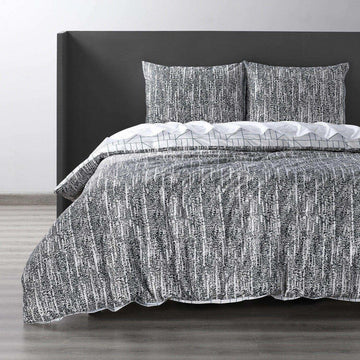 Rave Blue Printed Cotton Percale Reversible Duvet Set