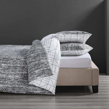 Rave Blue Printed Cotton Percale Reversible Duvet Set