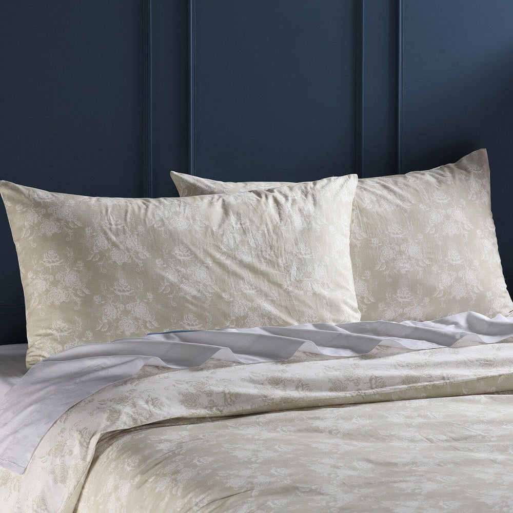 Miranda Tan Printed Cotton Percale Reversible Duvet Set