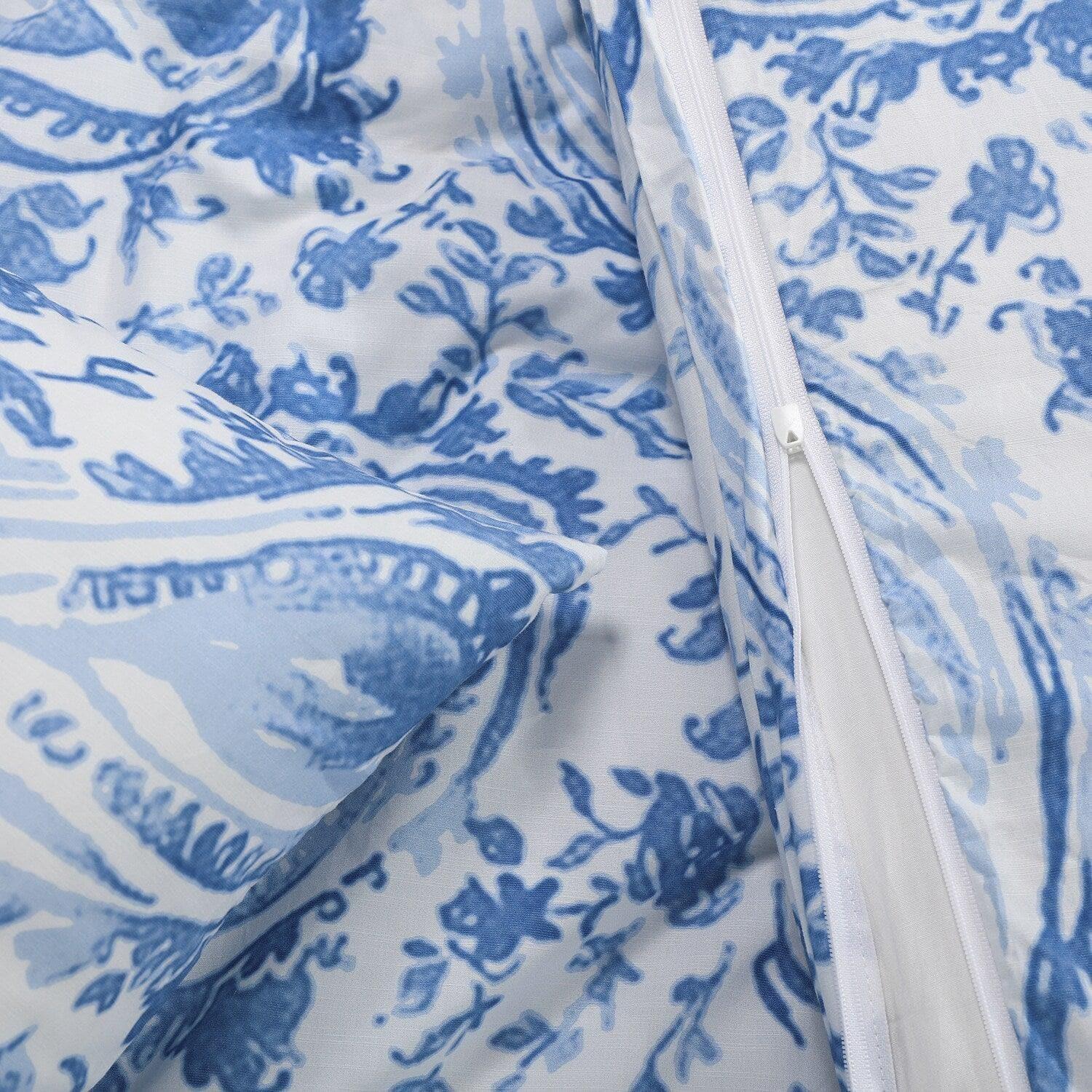 Mystic Blue Printed Cotton Percale Duvet Set