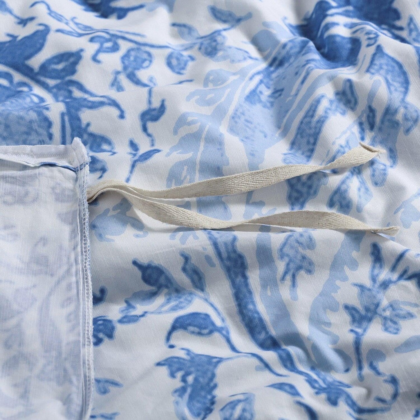 Mystic Blue Printed Cotton Percale Duvet Set