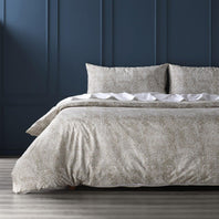 Palmer Taupe Printed Cotton Percale Reversible Duvet Set - HalfPriceDrapes.com