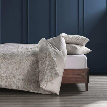 Palmer Taupe Printed Cotton Percale Reversible Duvet Set - HalfPriceDrapes.com