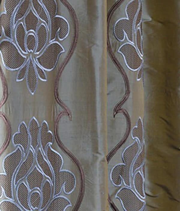 Toulon Sea Blue Embroidered Silk Swatch - HalfPriceDrapes.com
