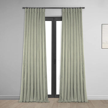 Mallur Taupe Grey Striped Silk Room Darkening Curtain