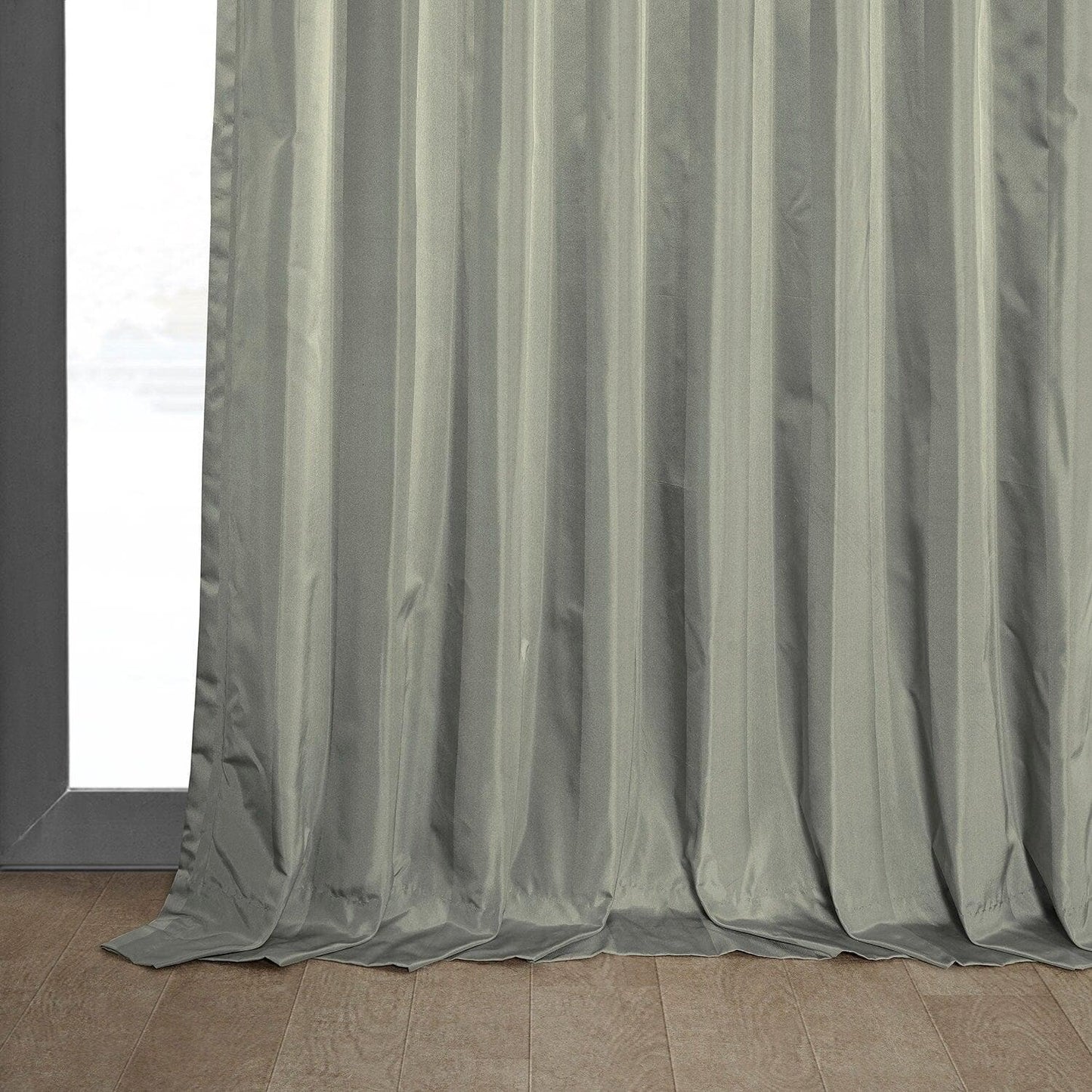 Mallur Taupe Grey Striped Silk Curtain
