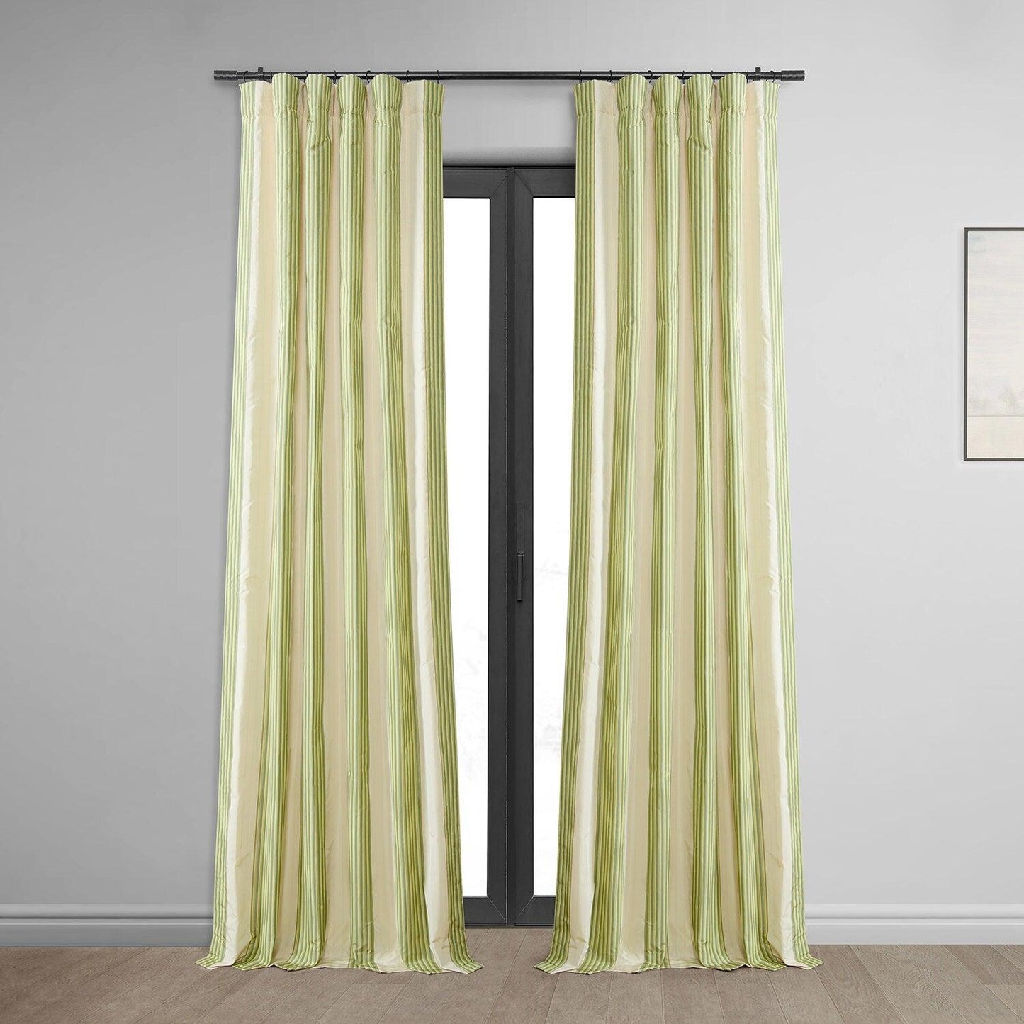 Aamani Green Yellow Striped Silk Curtain