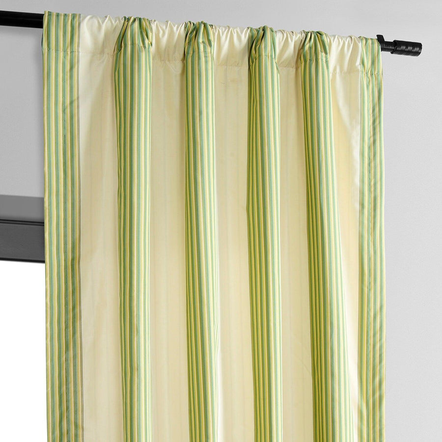Aamani Green Yellow Striped Silk Curtain