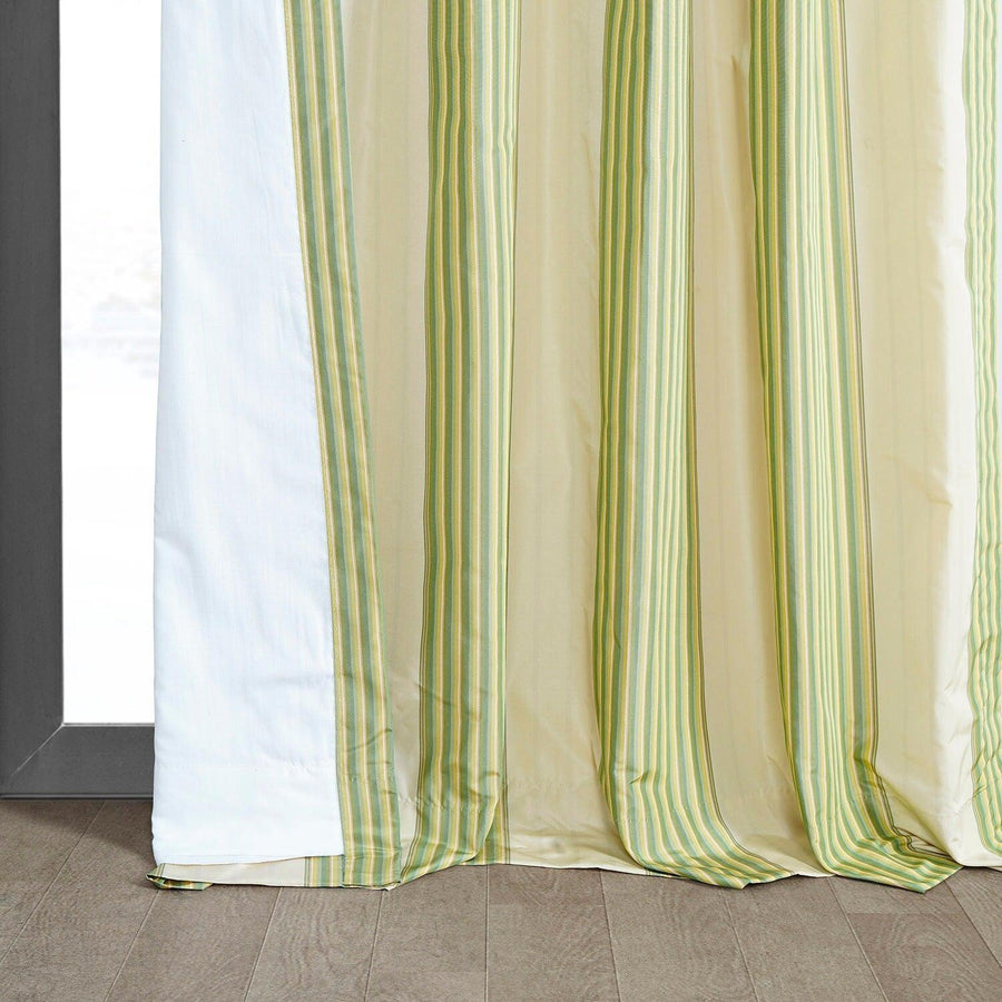 Aamani Green Yellow Striped Silk Curtain