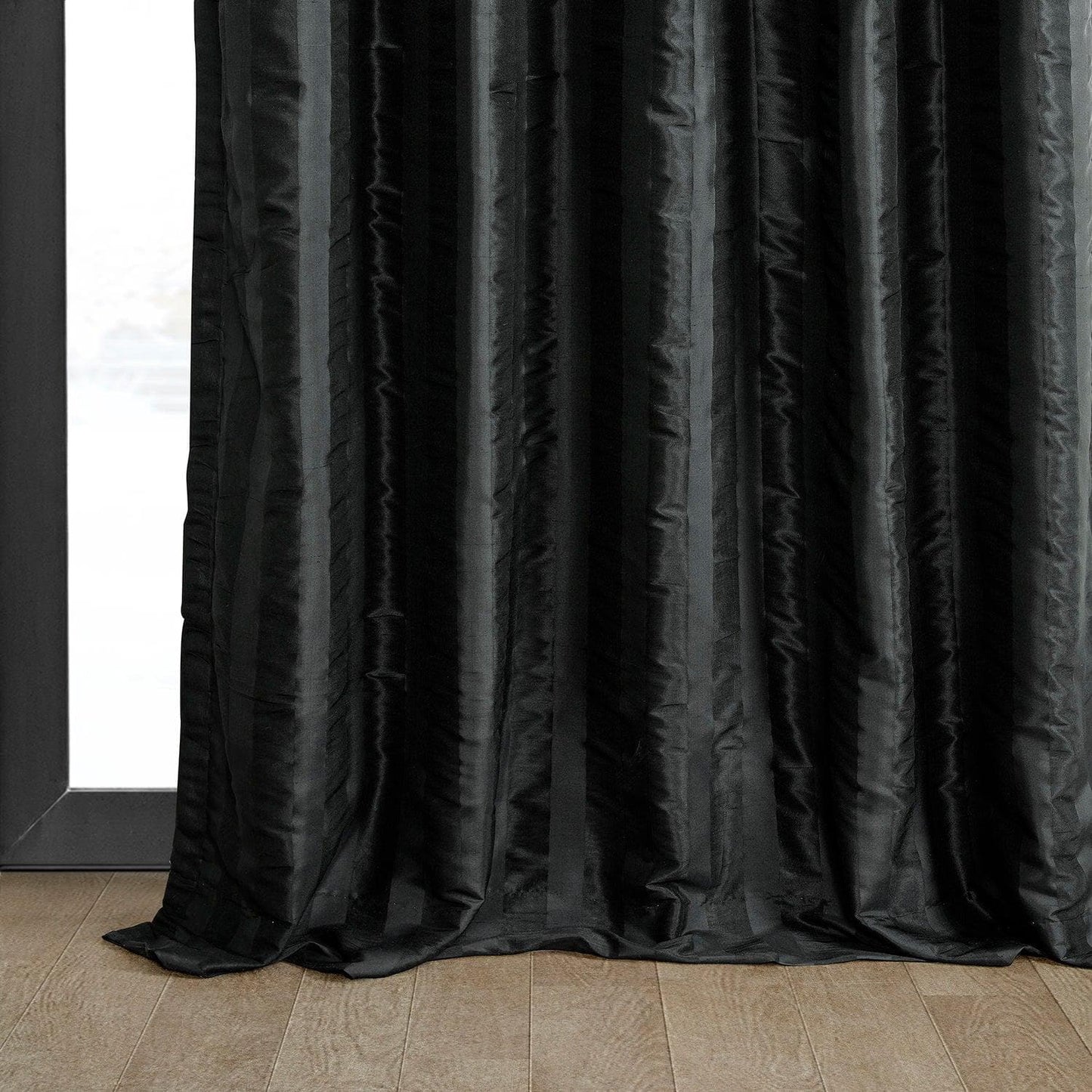 Ayya Black Striped Silk Curtain