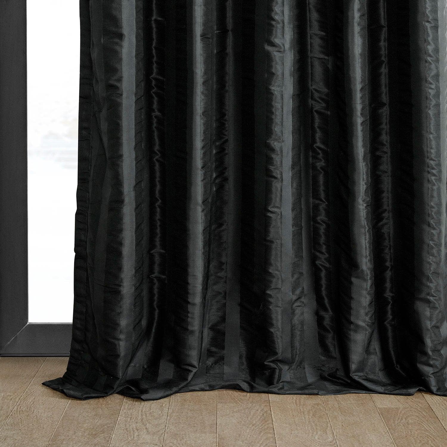 Ayya Black Striped Silk Curtain