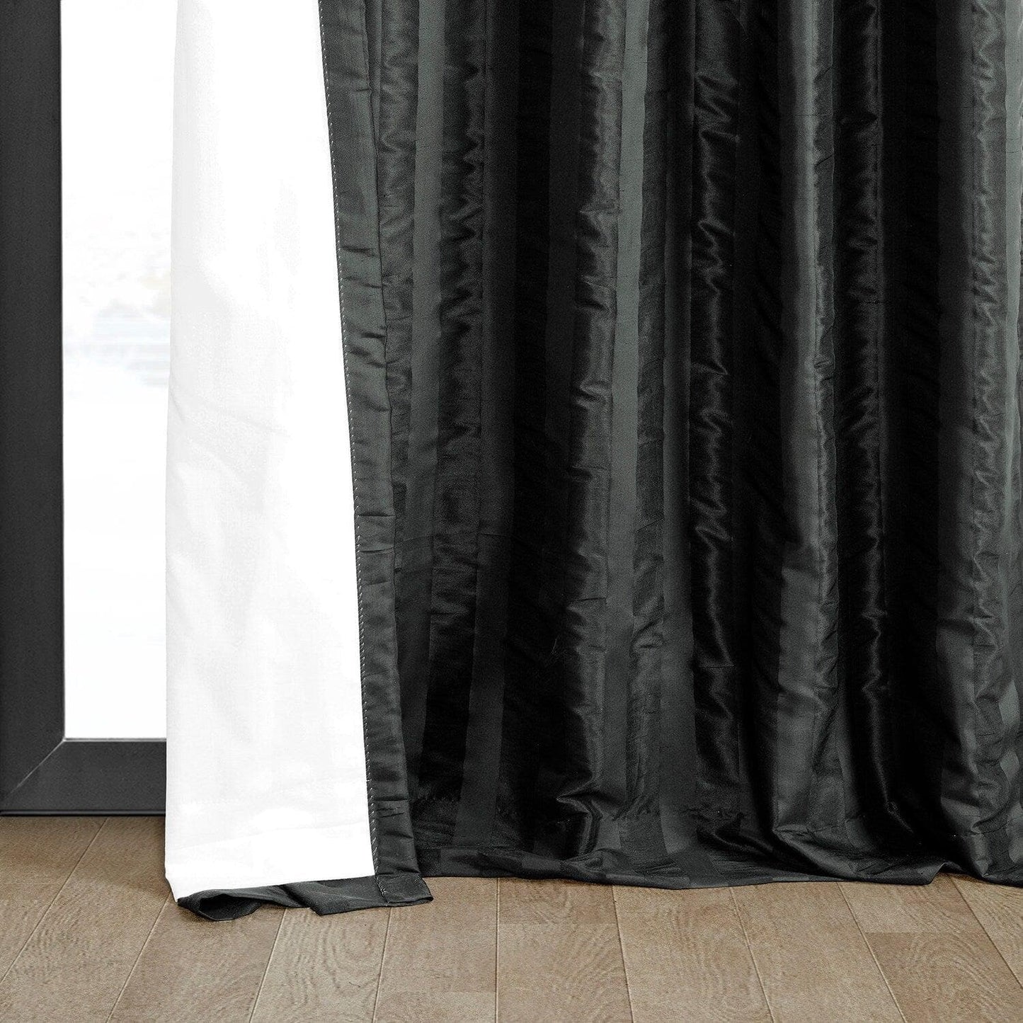 Ayya Black Striped Silk Curtain