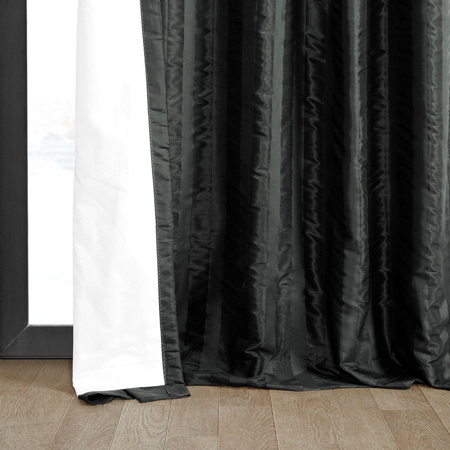 Ayya Black Striped Silk Curtain