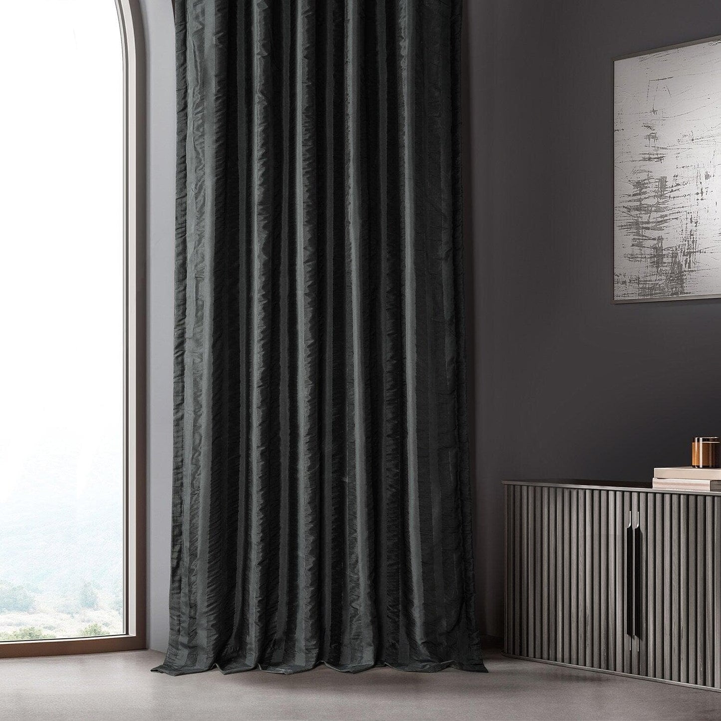 Ayya Black Striped Silk Curtain