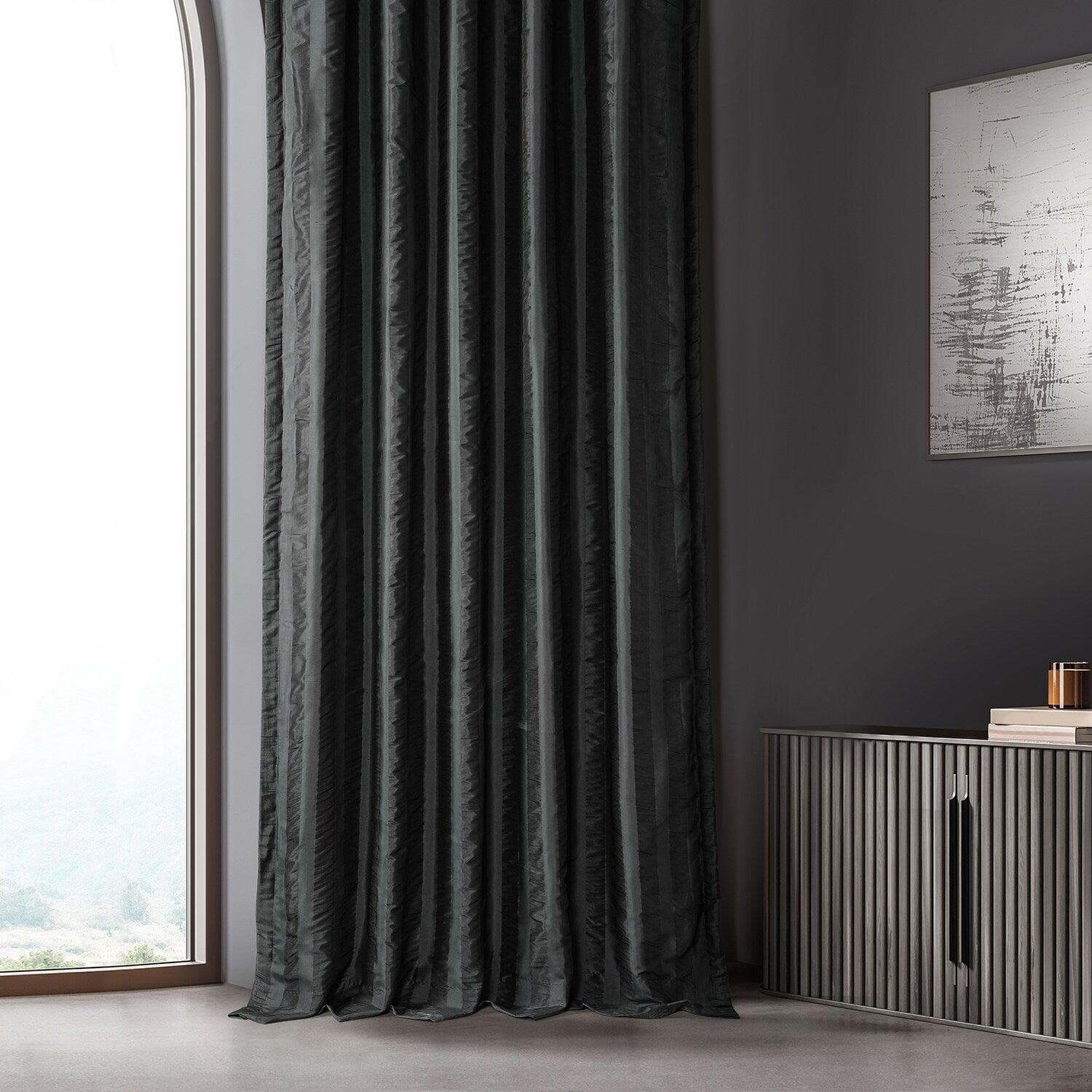 Ayya Black Striped Silk Curtain
