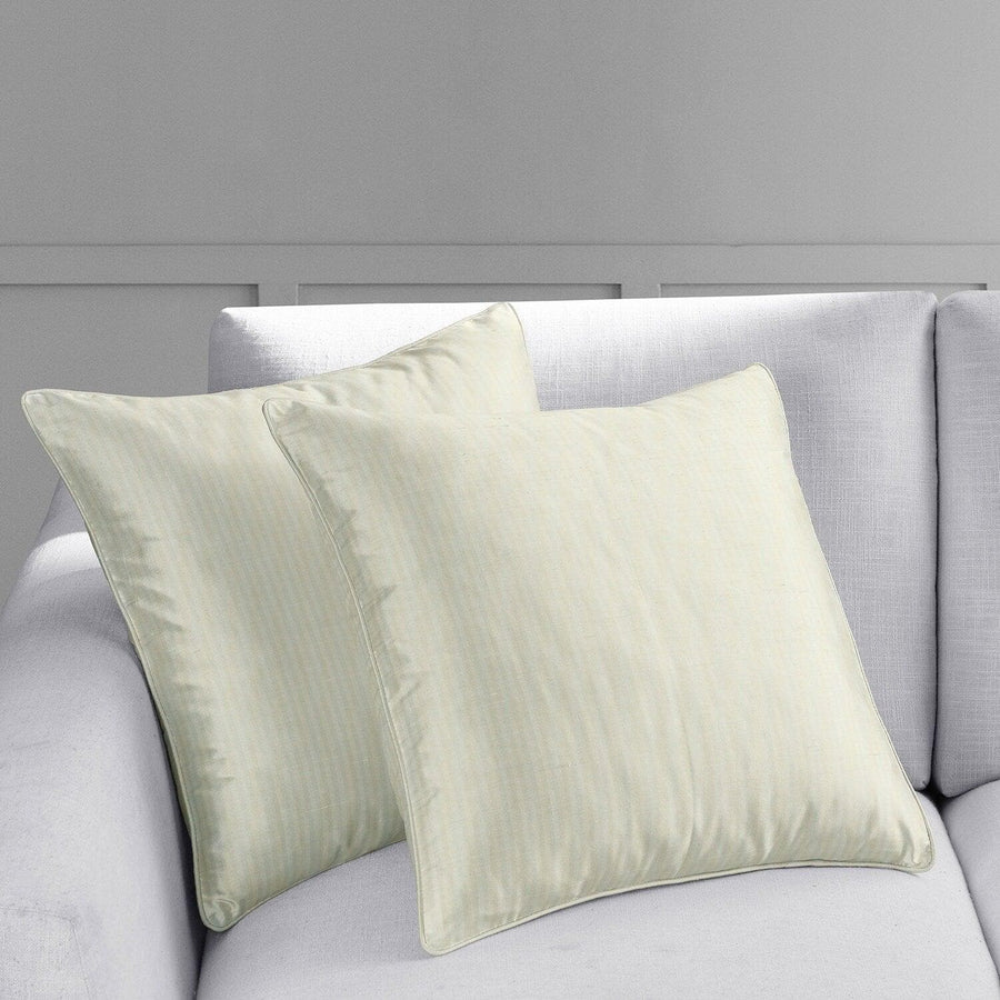 Cambridge White Striped Designer Silk Cushion Covers - Pair - HalfPriceDrapes.com