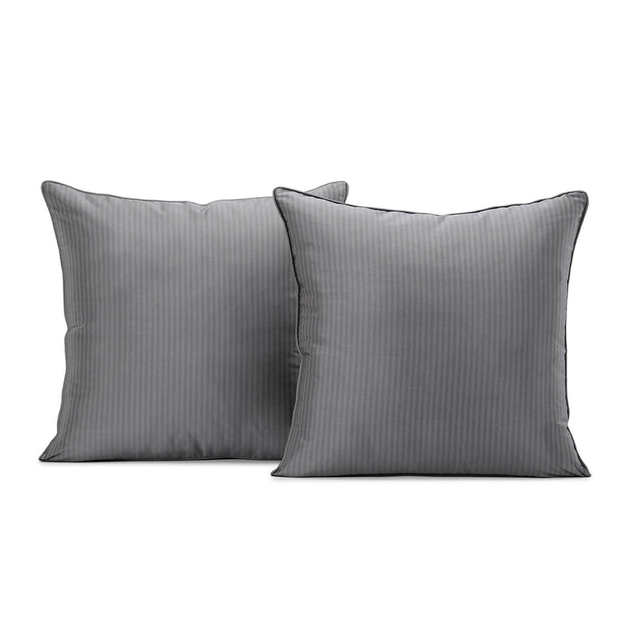 Cambridge Grey Striped Taffeta Silk Cushion Covers - Pair (2 pcs.)