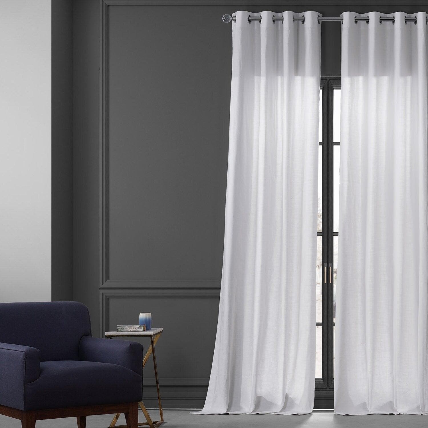 Prime White Grommet Dune Textured Cotton Curtain Pair (2 Panels)