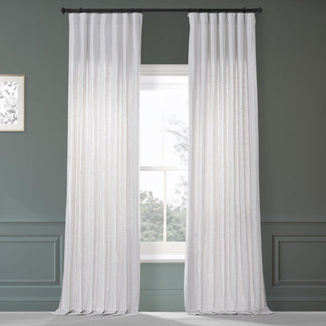 Prime White Dune Textured Cotton Semi-Sheer Curtain Pair (2 Panels)