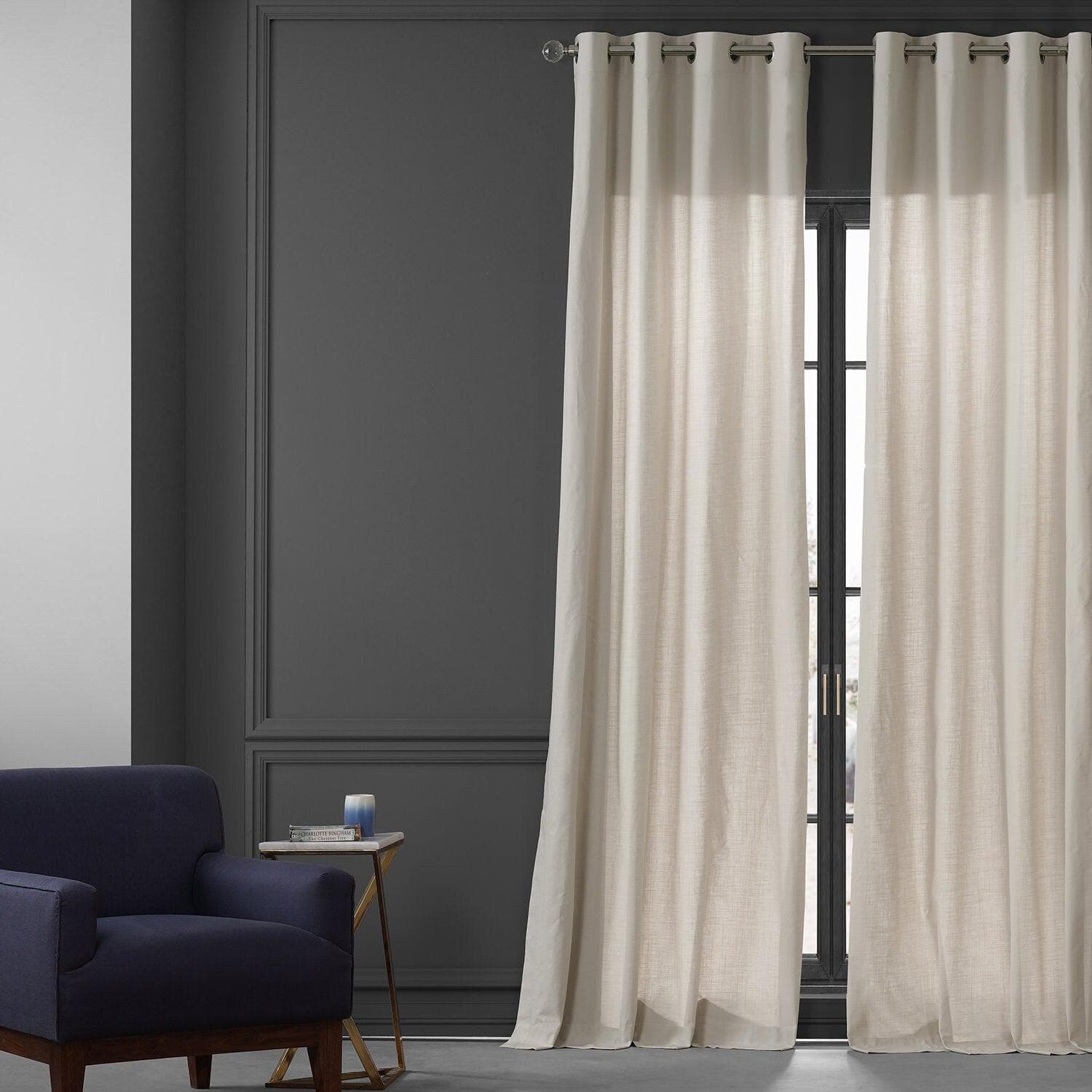 Fable Beige Grommet Dune Textured Cotton Curtain Pair (2 Panels)