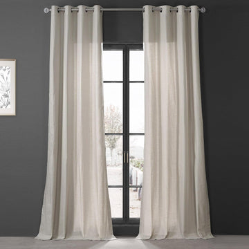 Fable Beige Grommet Dune Textured Cotton Curtain Pair (2 Panels)
