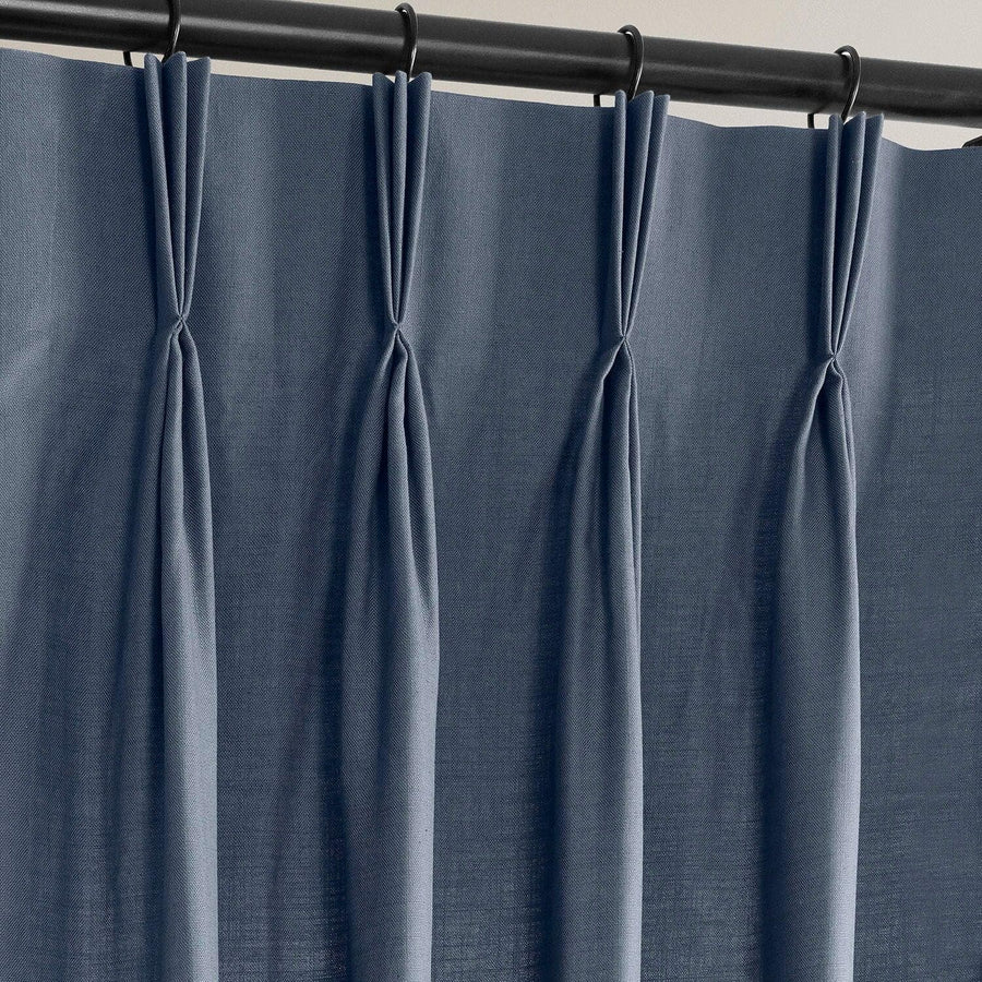 Noble Navy French Pleat Dune Textured Cotton Curtain