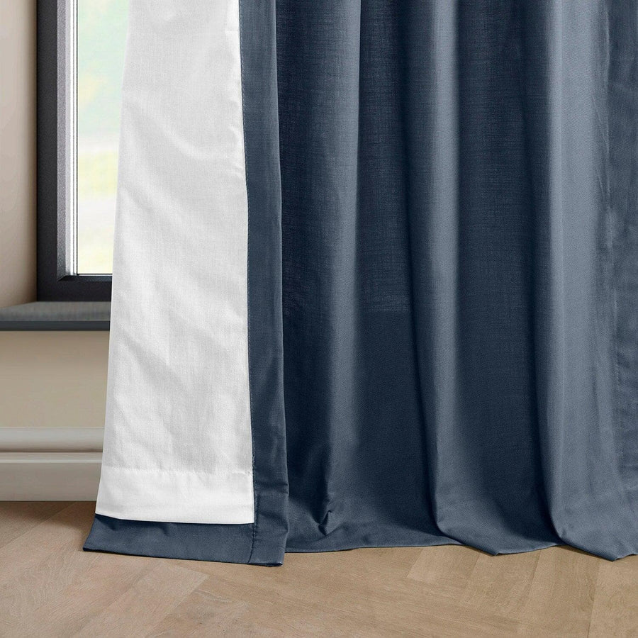 Noble Navy French Pleat Dune Textured Cotton Curtain