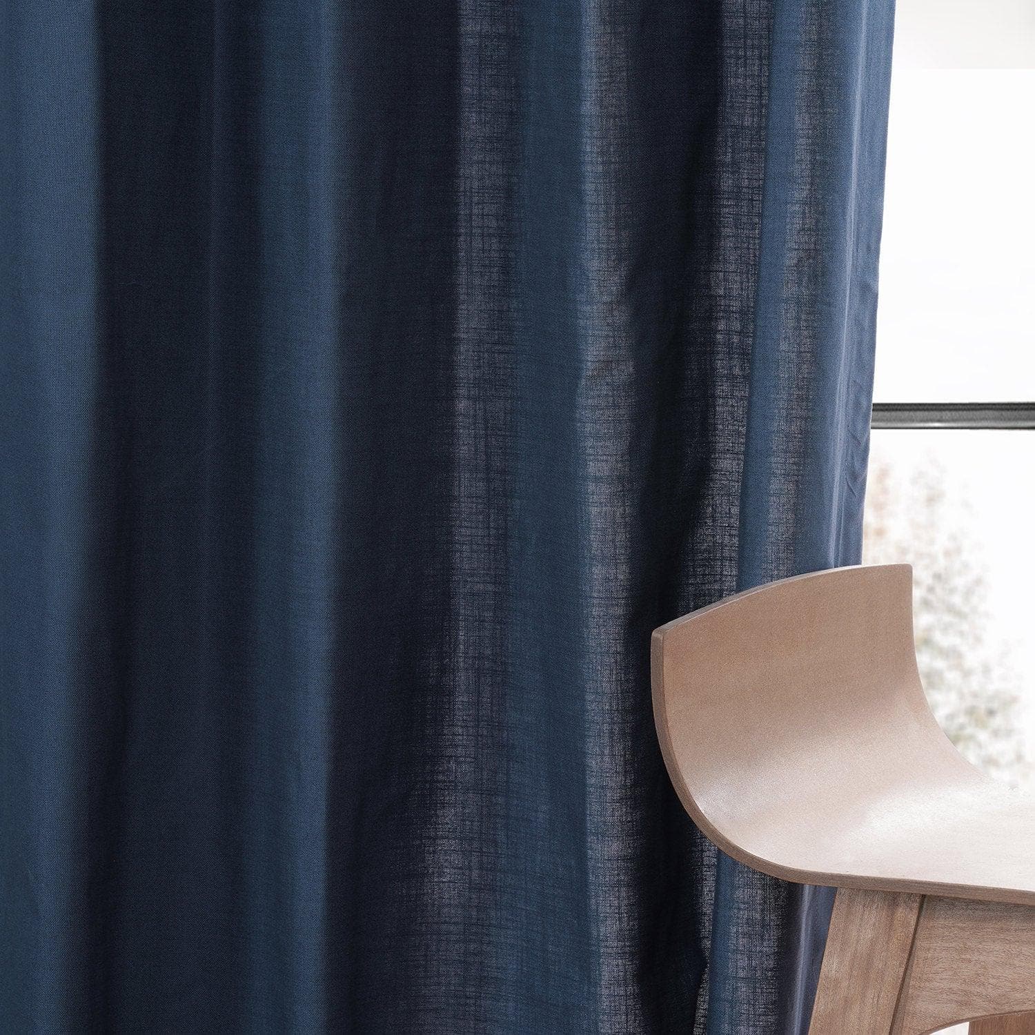 Noble Navy Grommet Dune Textured Cotton Curtain Pair (2 Panels) - HalfPriceDrapes.com