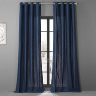 Noble Navy Grommet Dune Textured Cotton Curtain Pair (2 Panels)