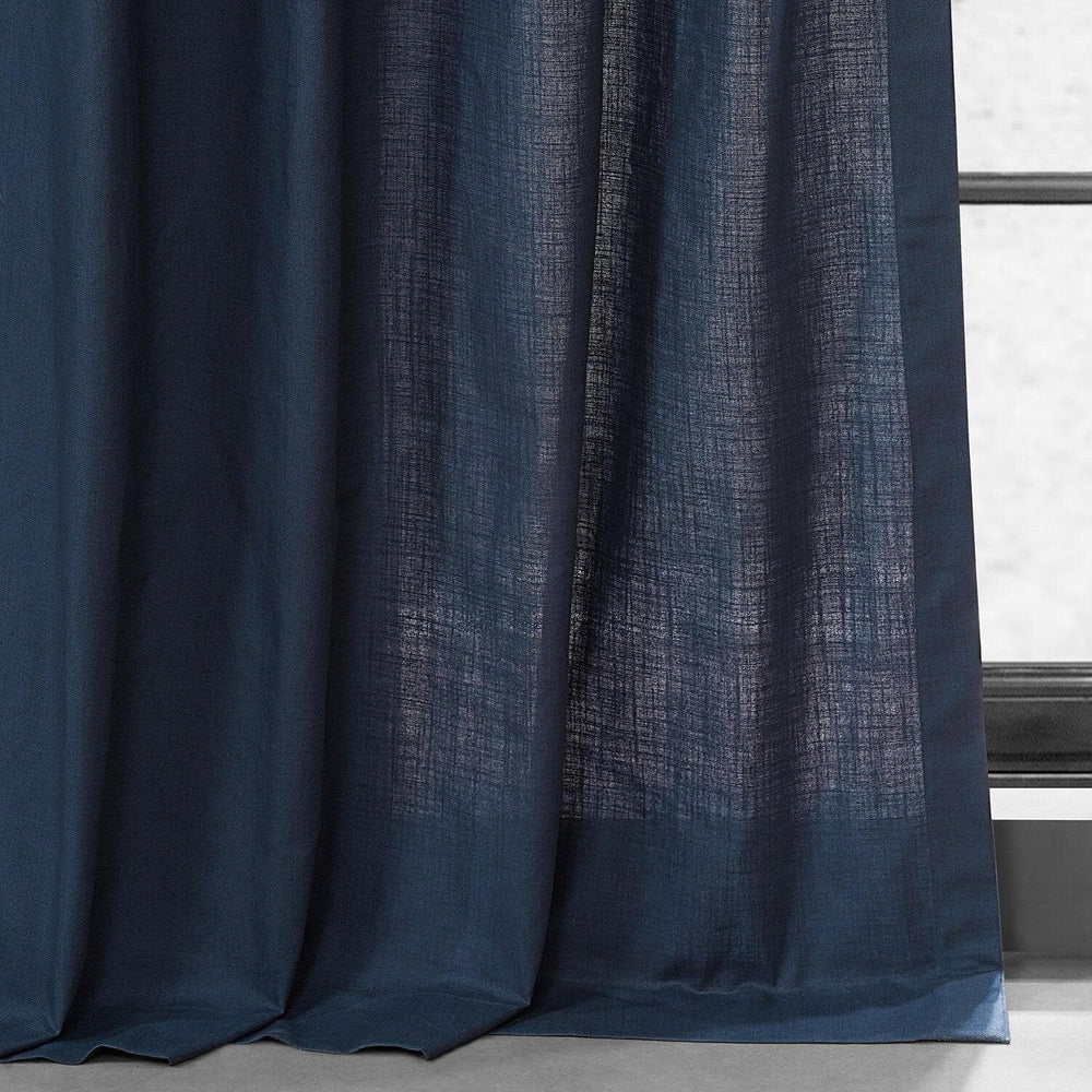 Noble Navy Grommet Dune Textured Cotton Curtain Pair (2 Panels)