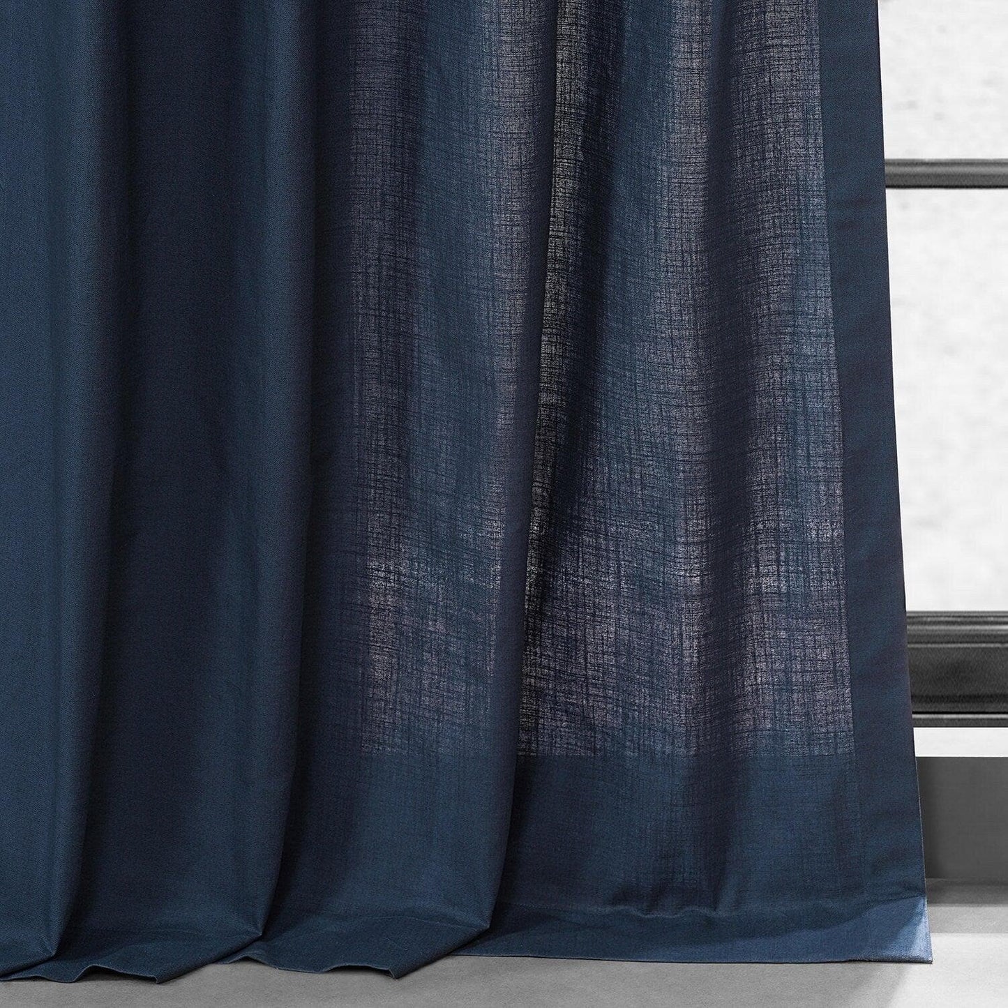 Noble Navy Grommet Dune Textured Cotton Curtain Pair (2 Panels)