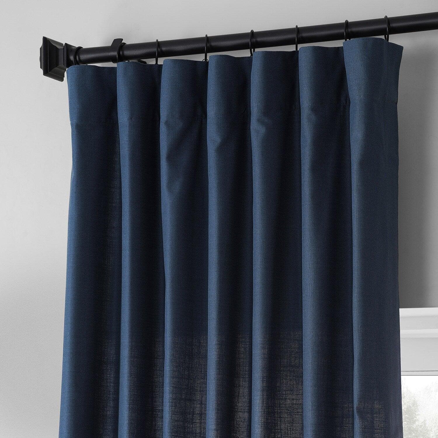 Noble Navy Dune Textured Cotton Curtain Pair (2 Panels)