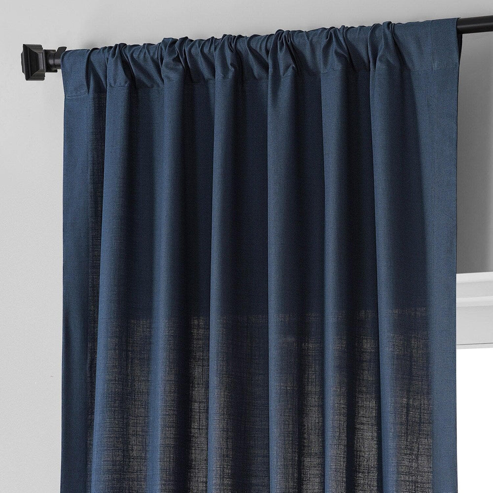 Noble Navy Dune Textured Cotton Curtain Pair (2 Panels)