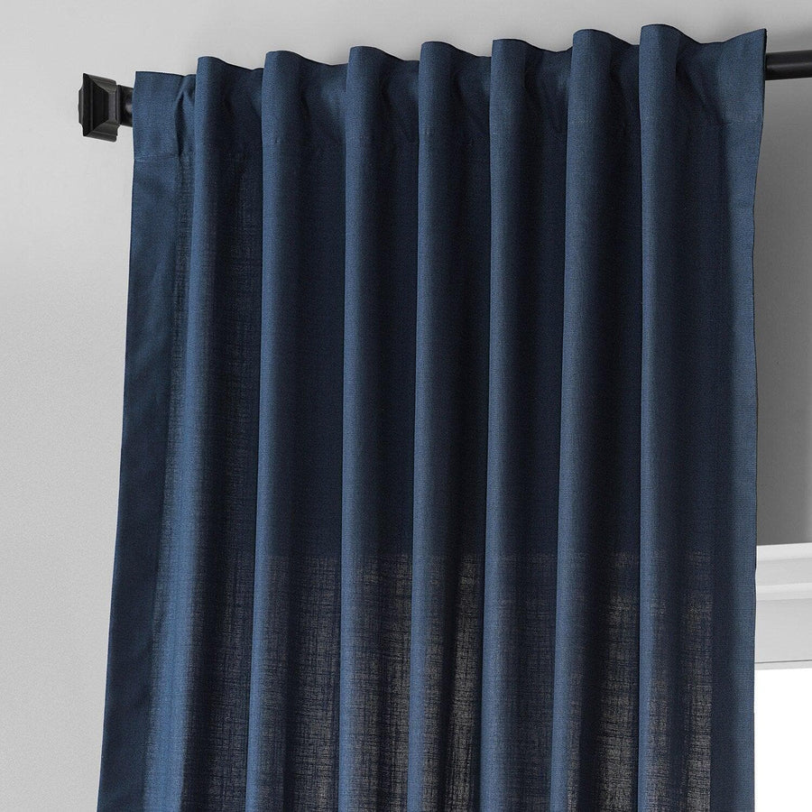 Noble Navy Dune Textured Cotton Curtain Pair (2 Panels)