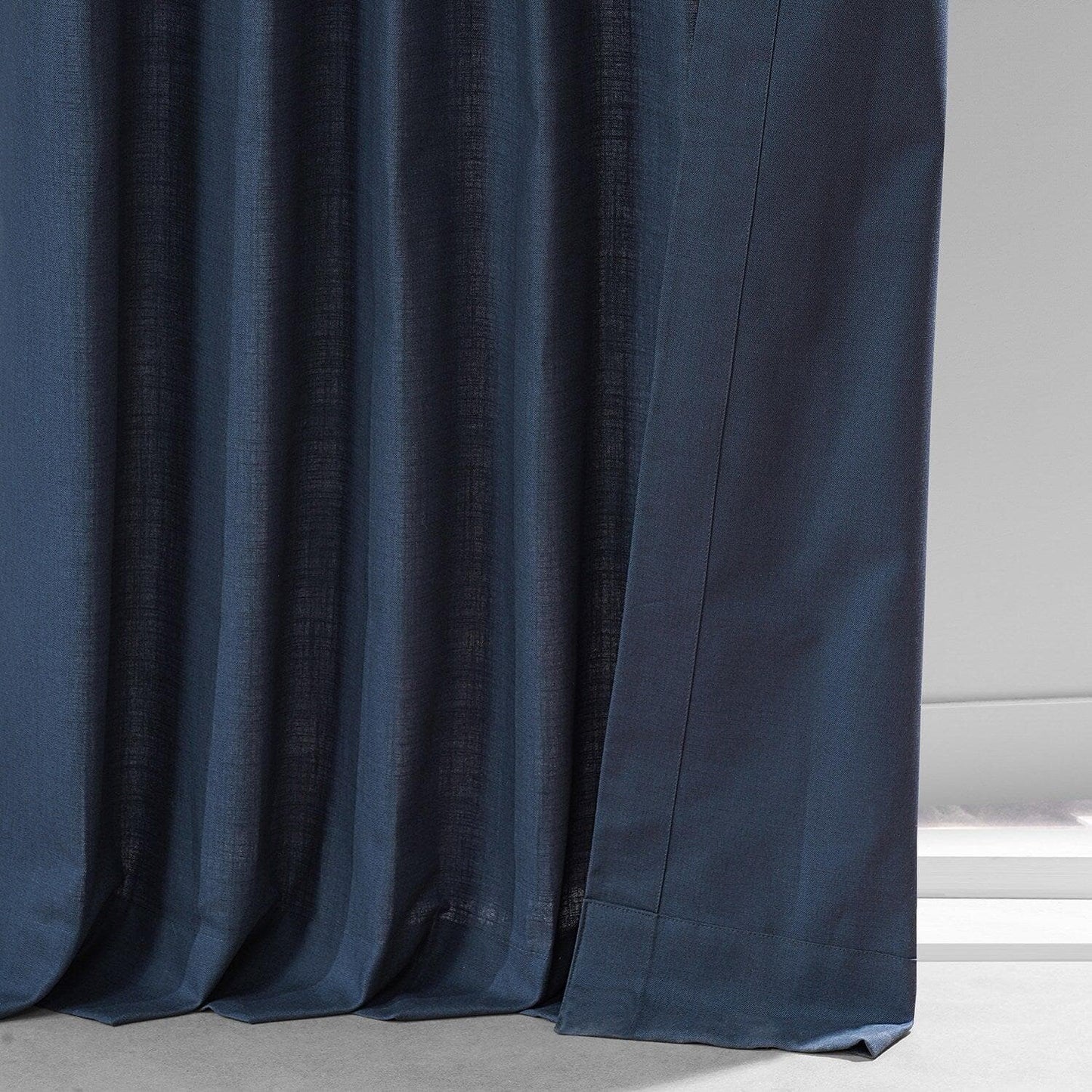 Noble Navy Dune Textured Cotton Curtain Pair (2 Panels)
