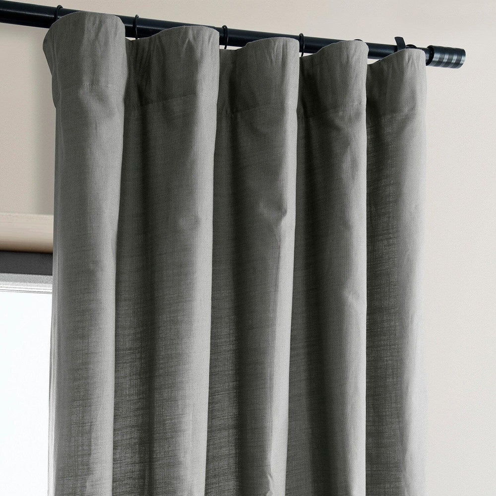 Dark Grey Dune Textured Cotton Curtain Pair (2 Panels)