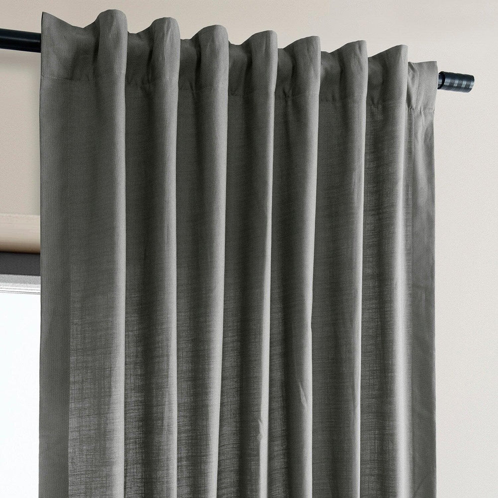 Dark Grey Dune Textured Cotton Curtain Pair (2 Panels)