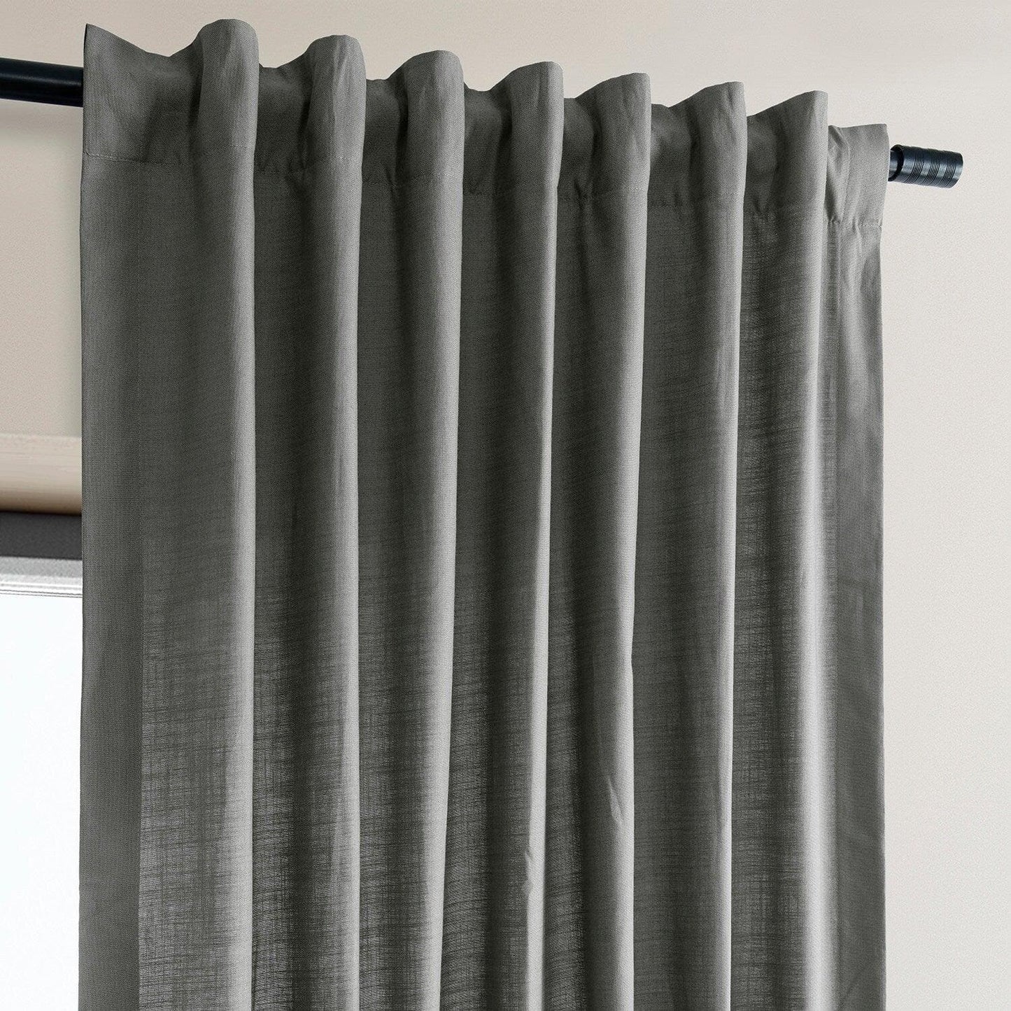 Dark Grey Dune Textured Cotton Curtain Pair (2 Panels)