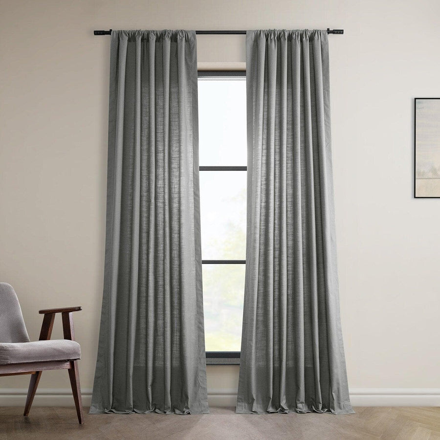 Dark Grey Dune Textured Cotton Curtain Pair (2 Panels)