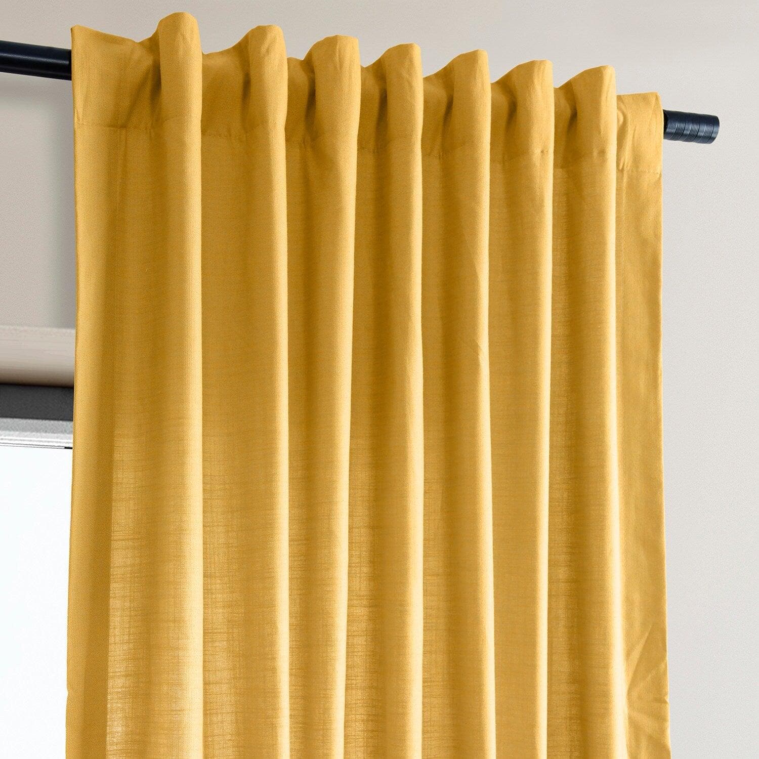 Ochre Dune Textured Cotton Curtain Pair (2 Panels)