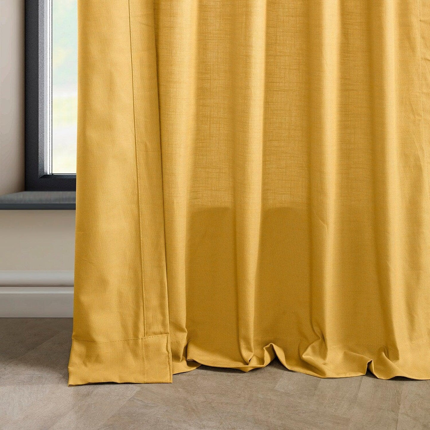 Ochre Dune Textured Cotton Curtain Pair (2 Panels)