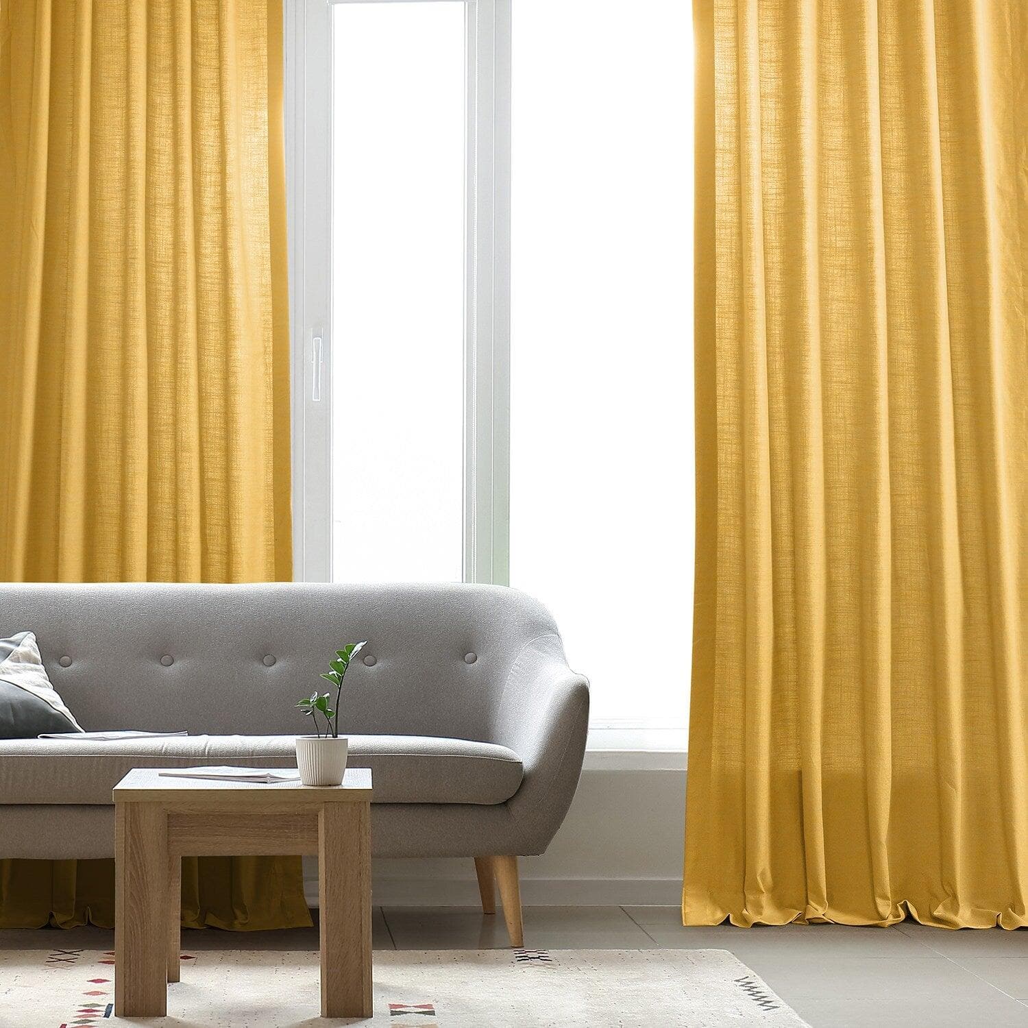 Ochre Dune Textured Cotton Curtain Pair (2 Panels)
