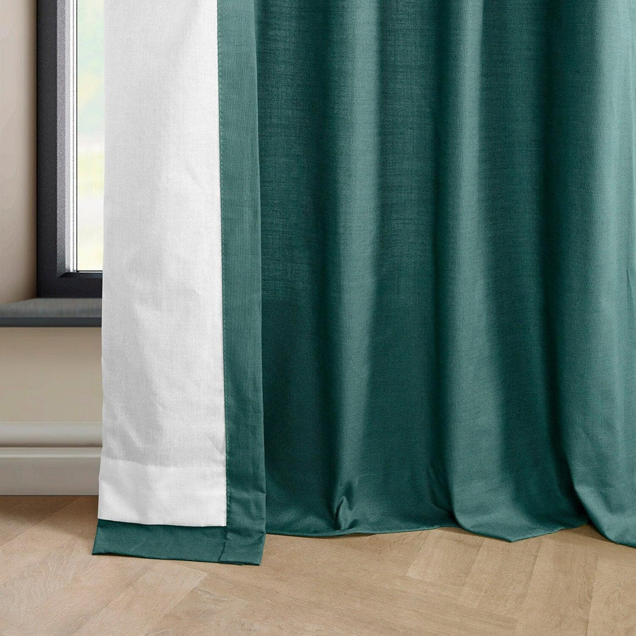 Dark Teal Green French Pleat Dune Textured Cotton Curtain