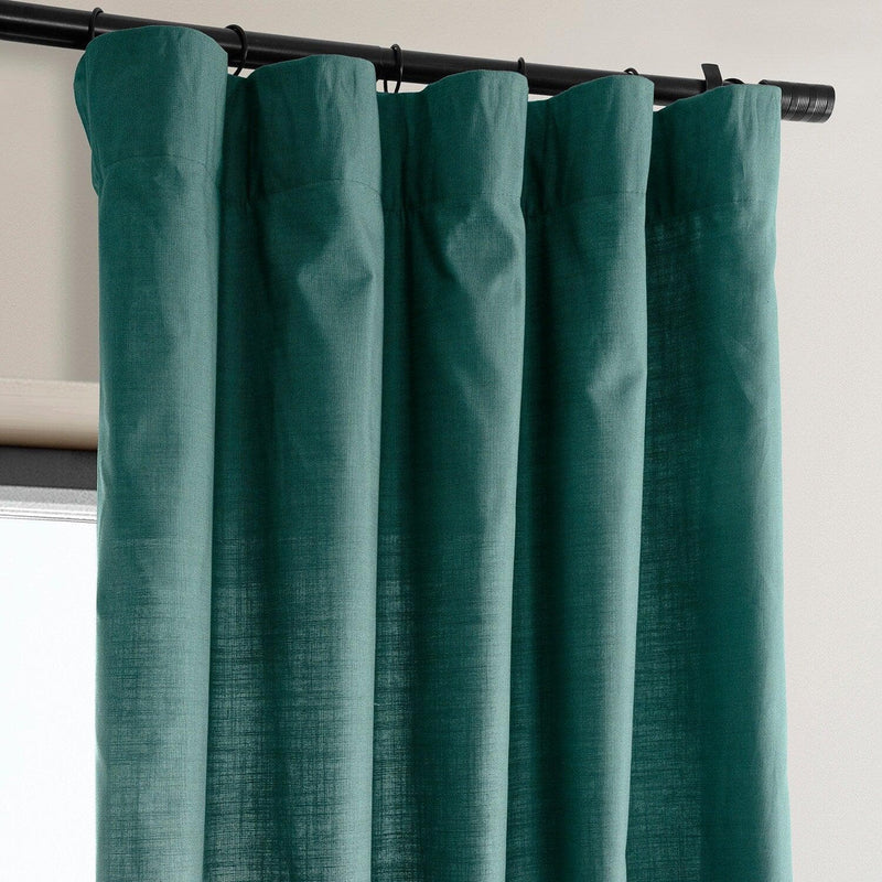 Dark Teal Dune Textured Cotton Curtain Pair (2 Panels)