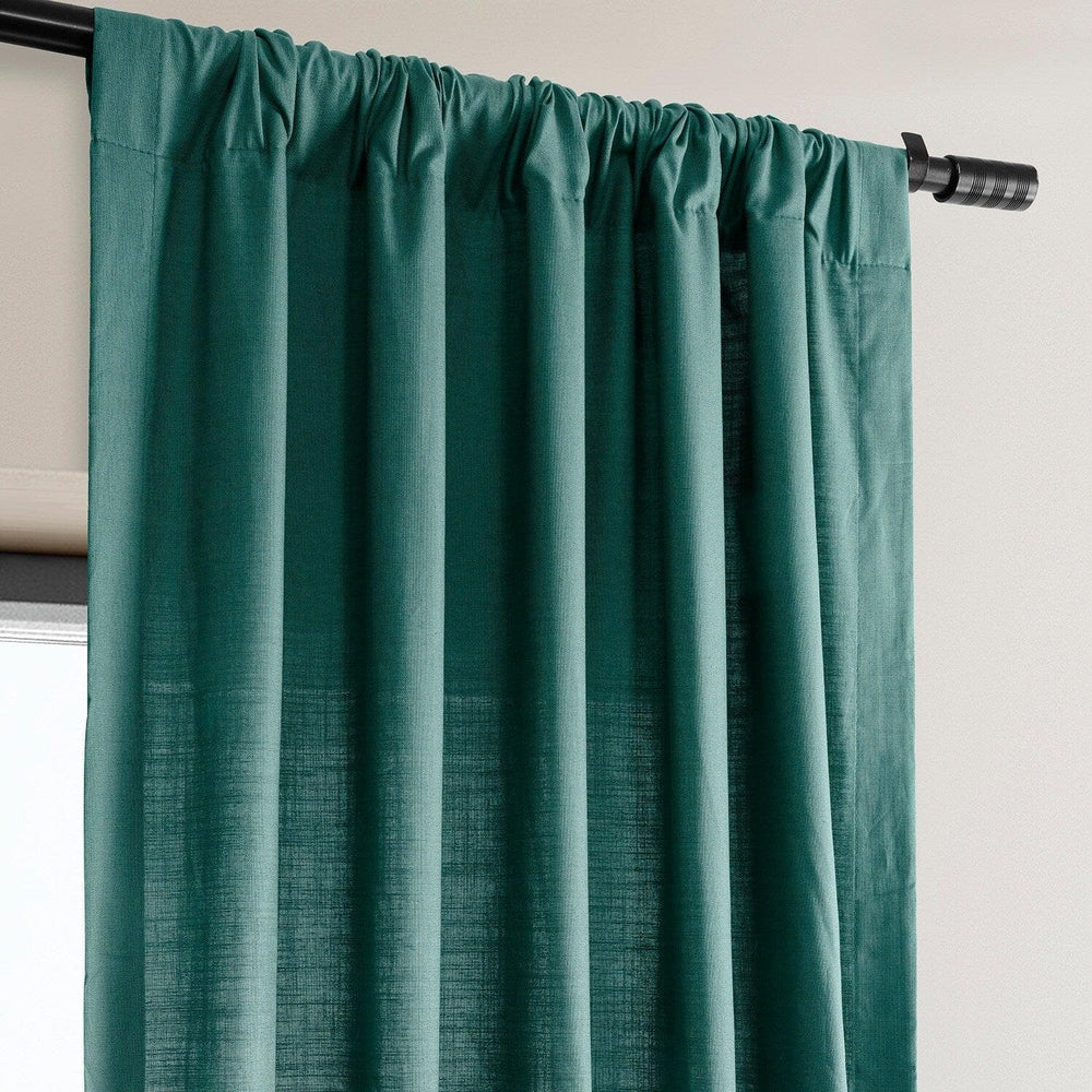 Dark Teal Dune Textured Cotton Curtain Pair (2 Panels)