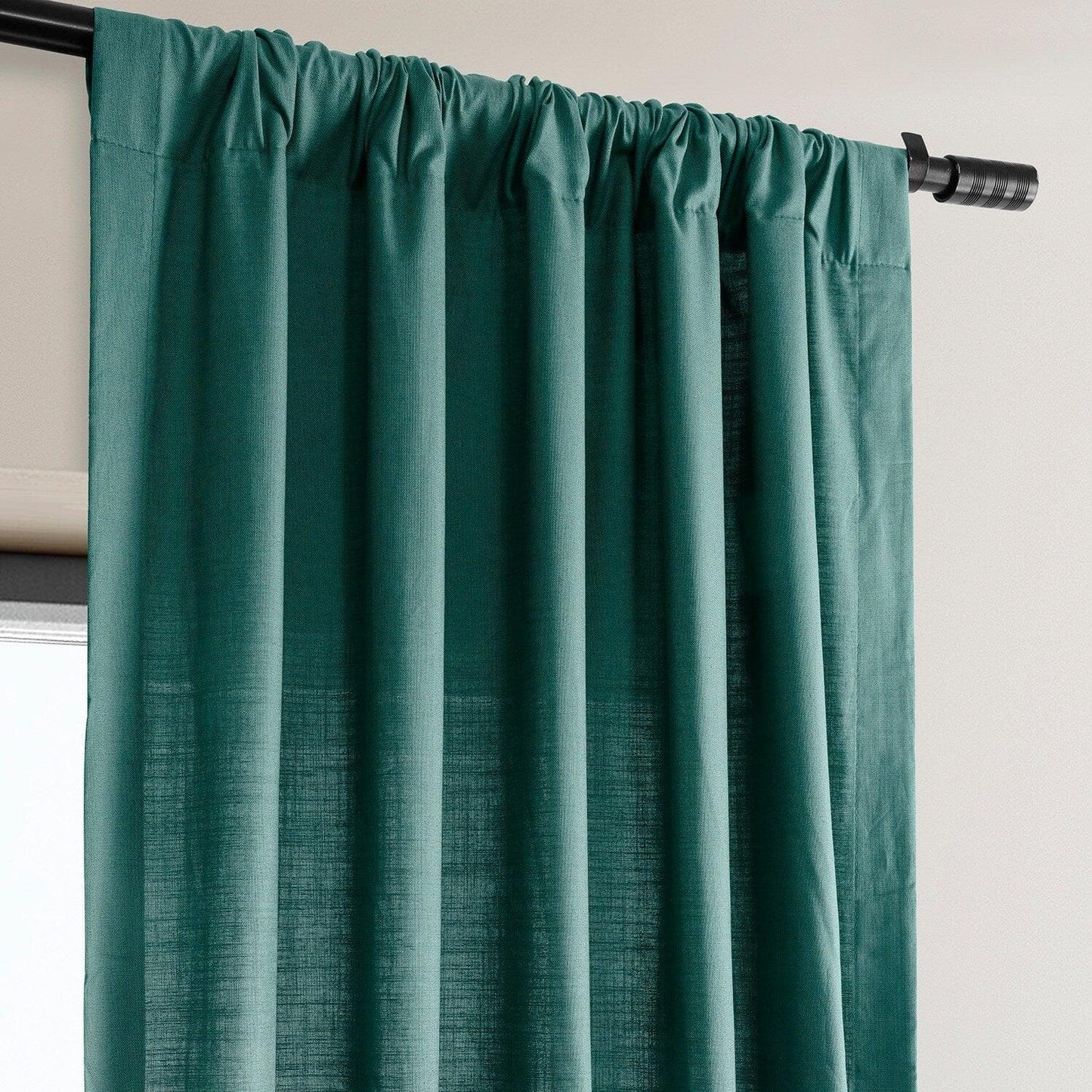 Dark Teal Dune Textured Cotton Curtain Pair (2 Panels)