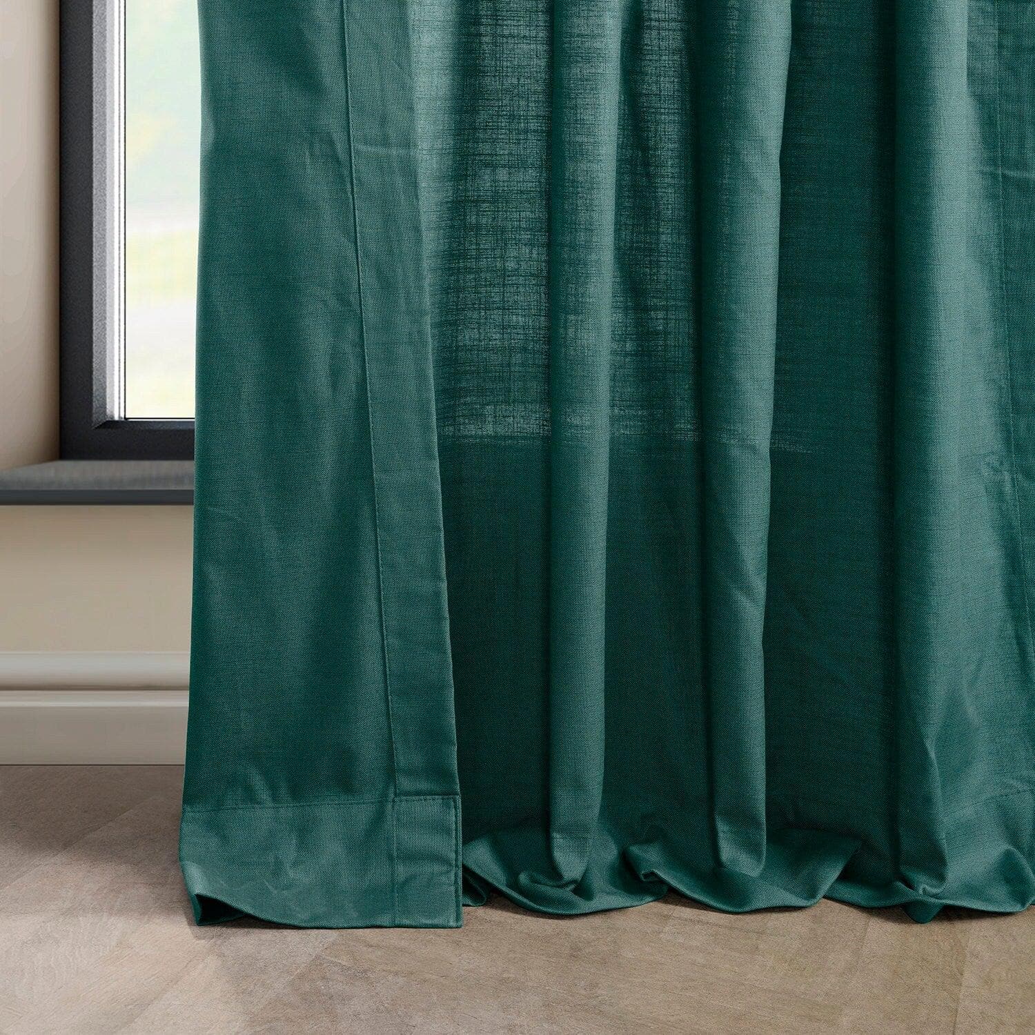 Dark Teal Dune Textured Cotton Curtain Pair (2 Panels)