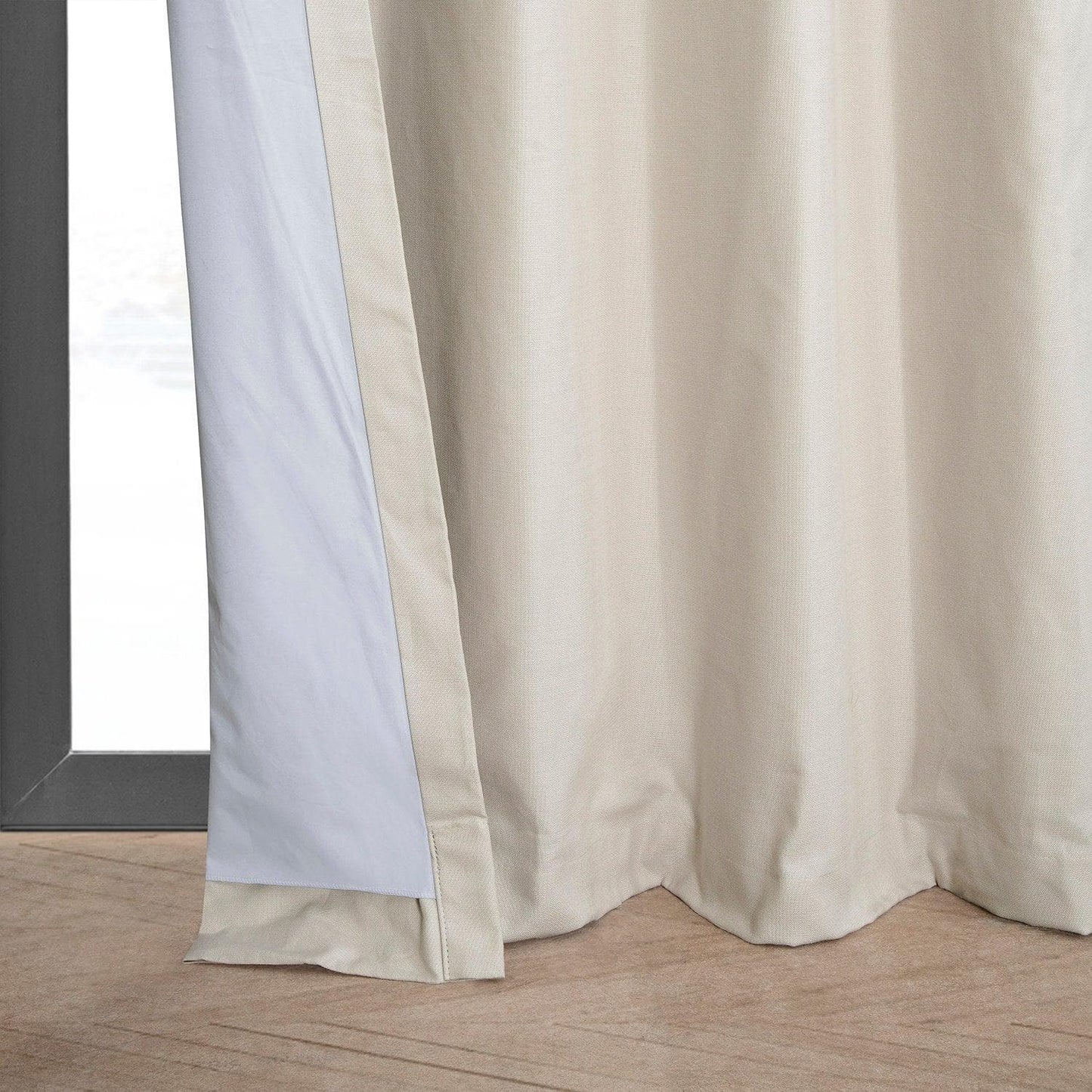 Fable Beige Grommet Dune Textured Cotton Hotel Blackout Curtain - HalfPriceDrapes.com