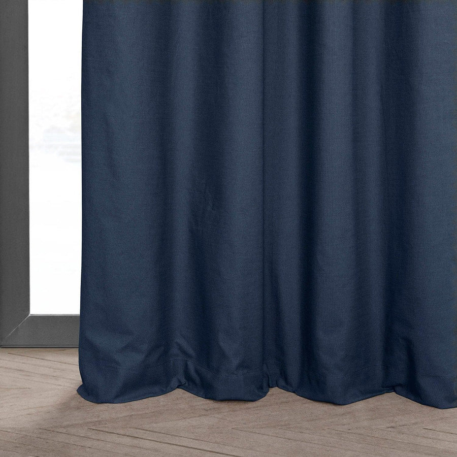 Noble Navy Grommet Dune Textured Cotton Hotel Blackout Curtain - HalfPriceDrapes.com
