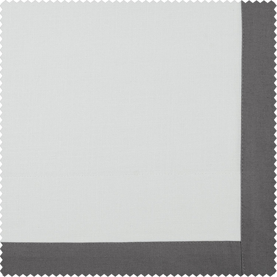 White & Dark Grey Thin Frame Bordered Dune Textured Cotton Swatch - HalfPriceDrapes.com